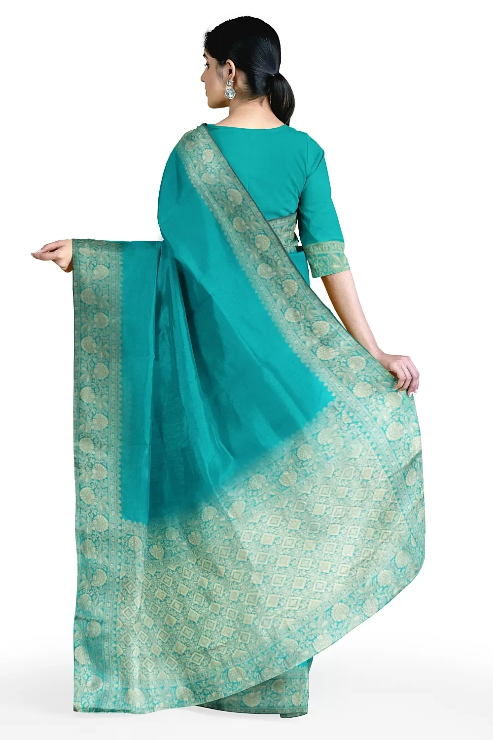 See Green Munga Silk Saree