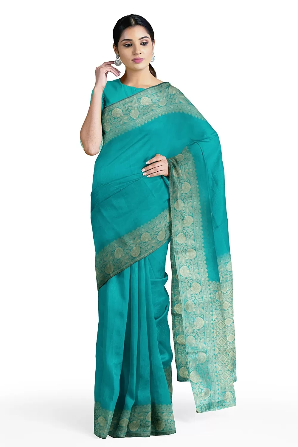 See Green Munga Silk Saree