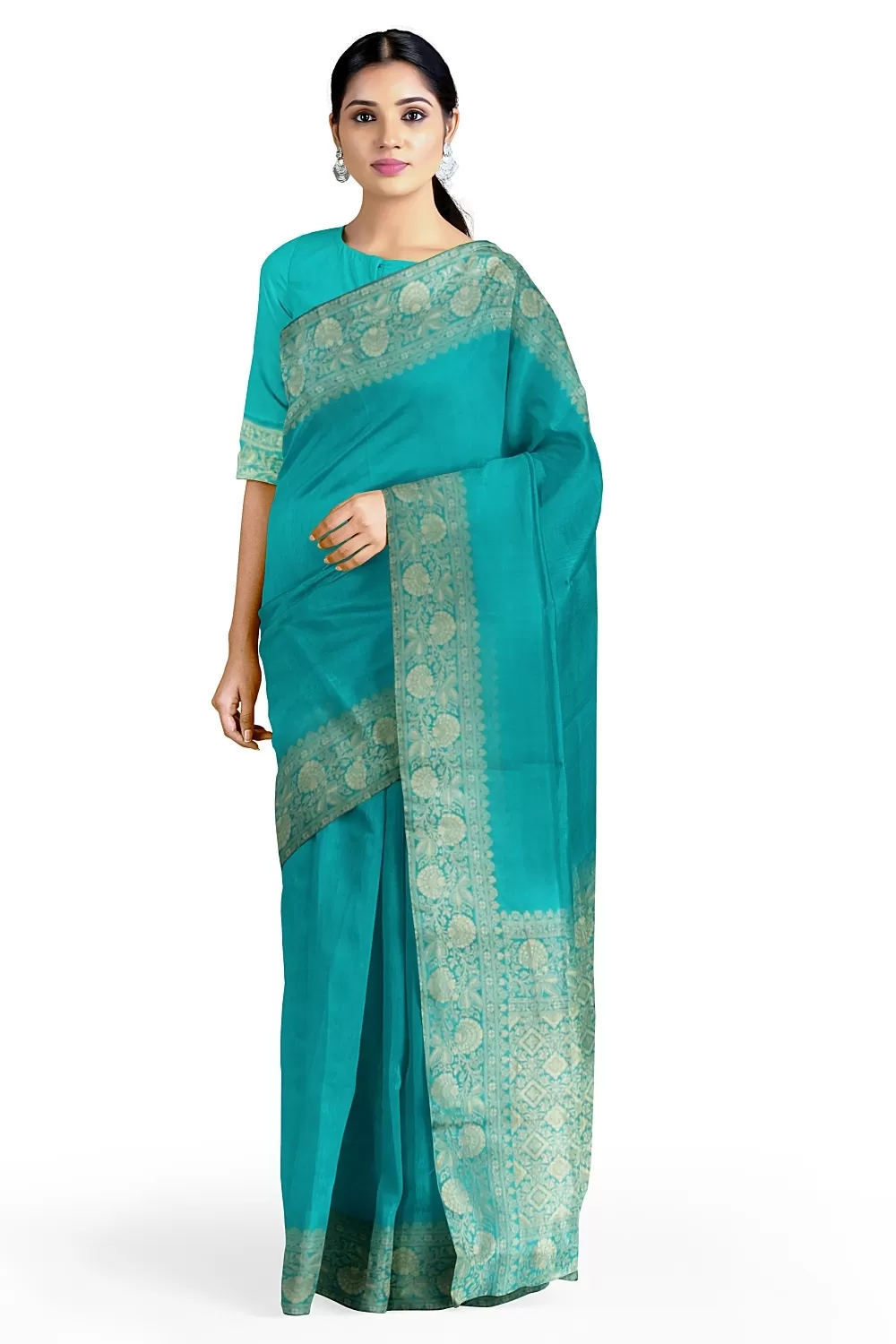 See Green Munga Silk Saree