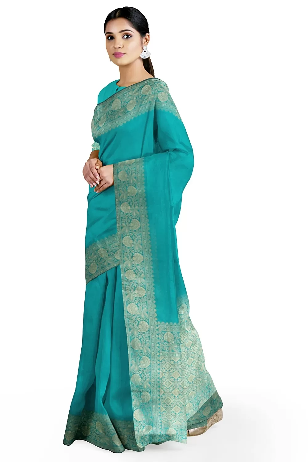 See Green Munga Silk Saree