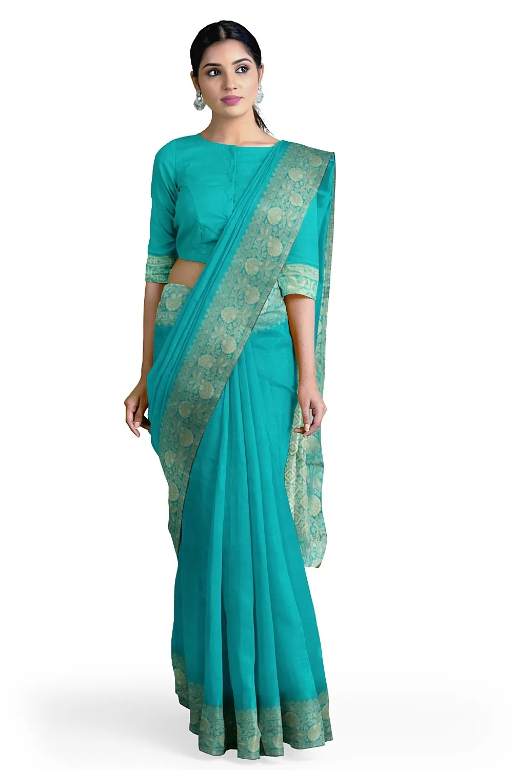 See Green Munga Silk Saree