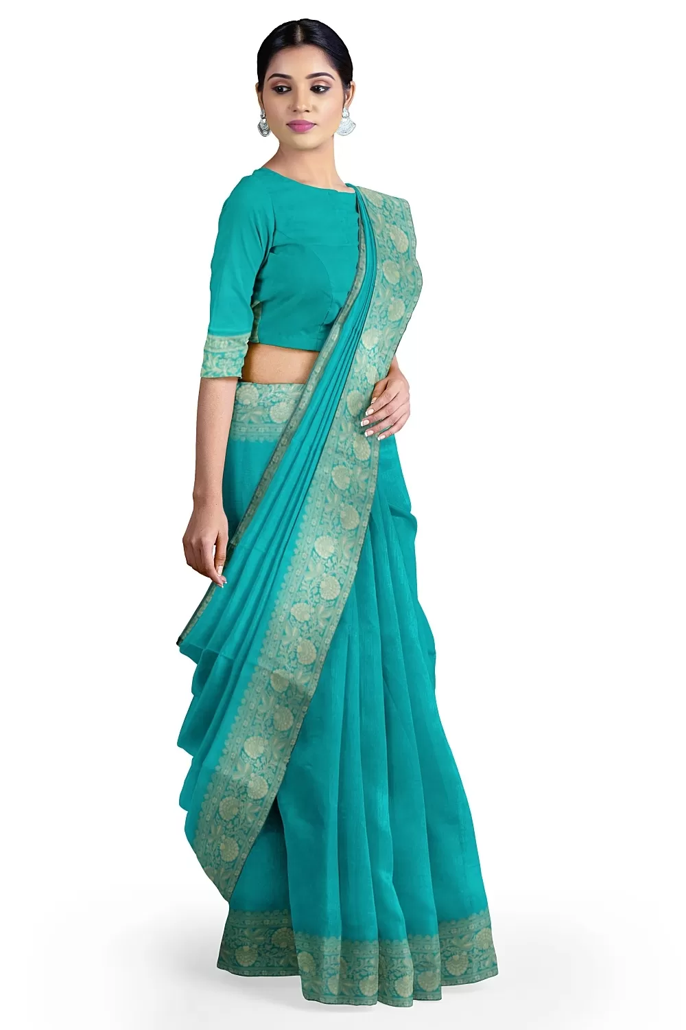 See Green Munga Silk Saree