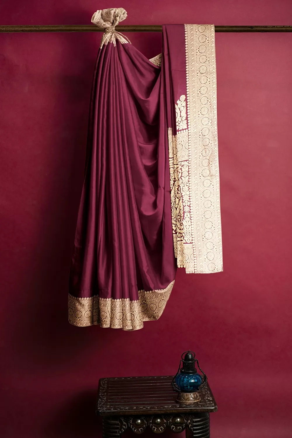 Wine Colour Munga Silk Saree