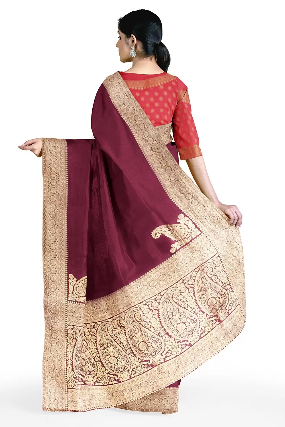 Wine Colour Munga Silk Saree