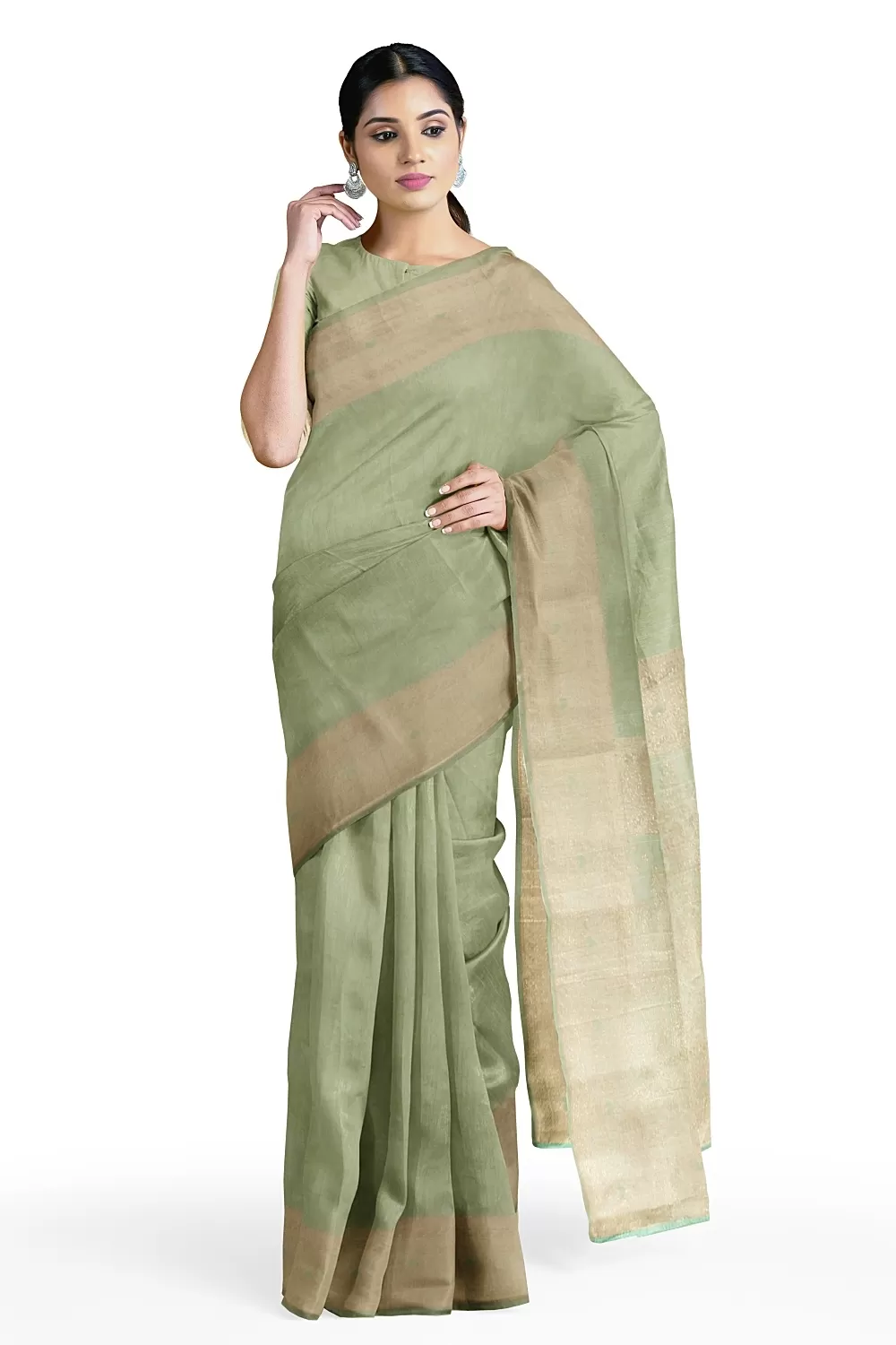 Pista Green Colour Soft Silk Saree