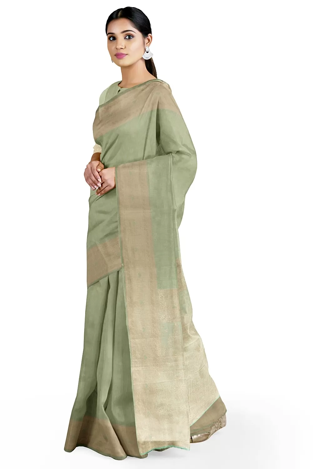 Pista Green Colour Soft Silk Saree