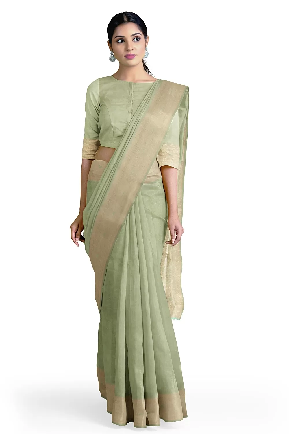 Pista Green Colour Soft Silk Saree