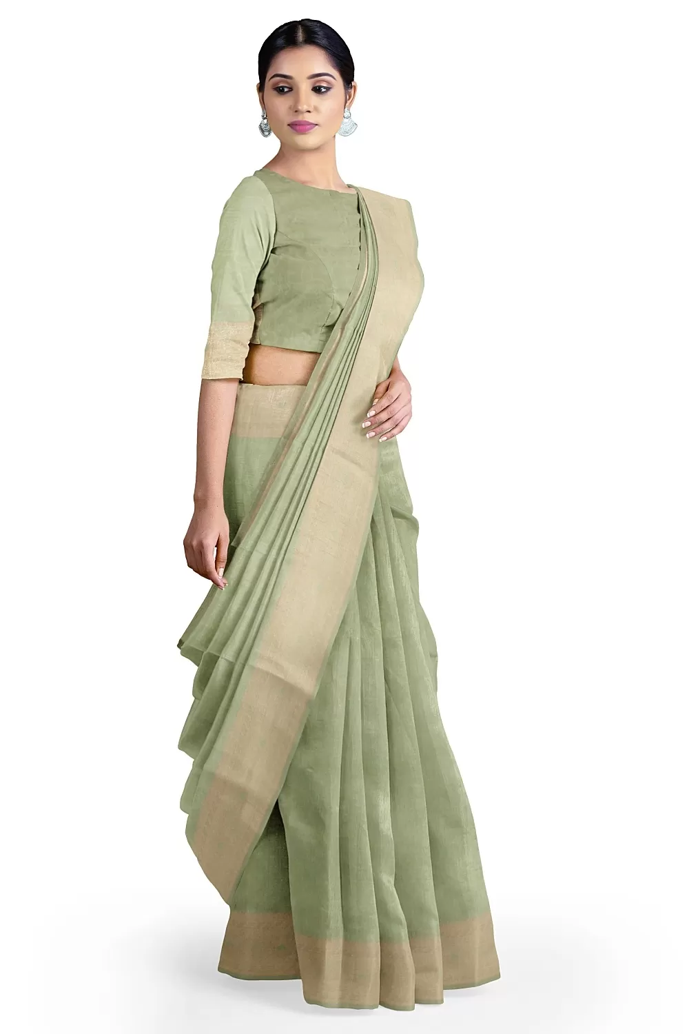 Pista Green Colour Soft Silk Saree