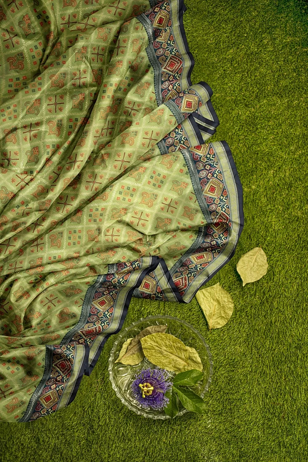 Parrot Green Soft Silk Saree