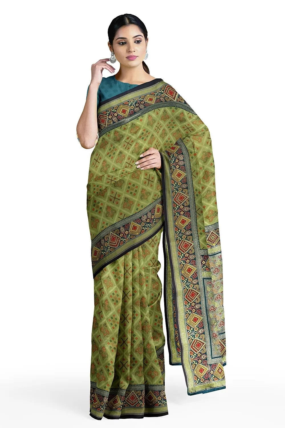 Parrot Green Soft Silk Saree