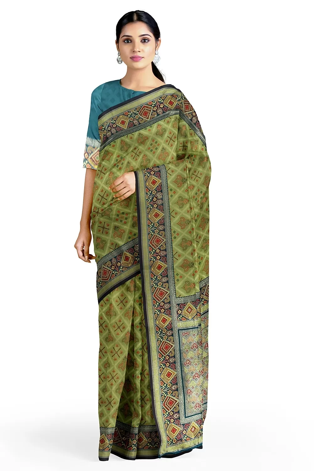 Parrot Green Soft Silk Saree