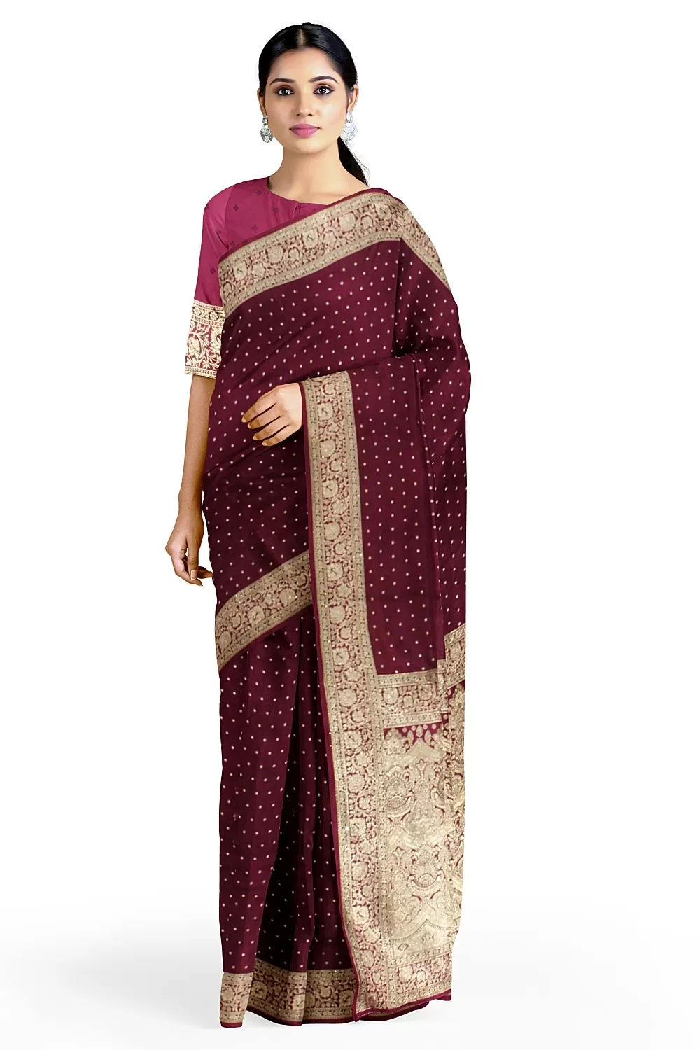 Wine Colour Soft Silk Sarees