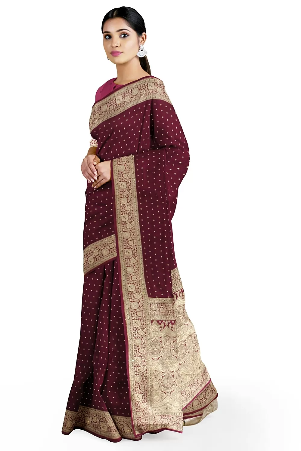 Wine Colour Soft Silk Sarees