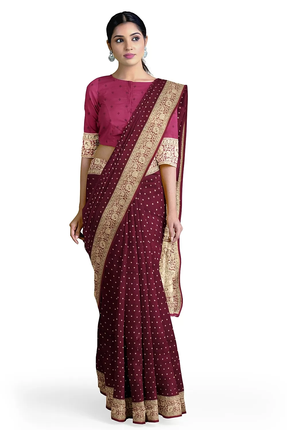 Wine Colour Soft Silk Sarees