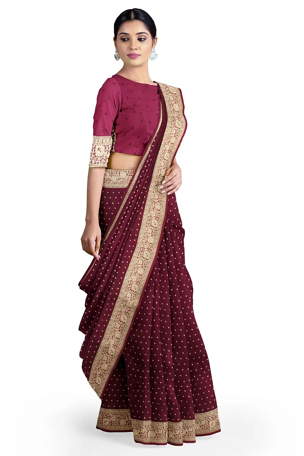 Wine Colour Soft Silk Sarees