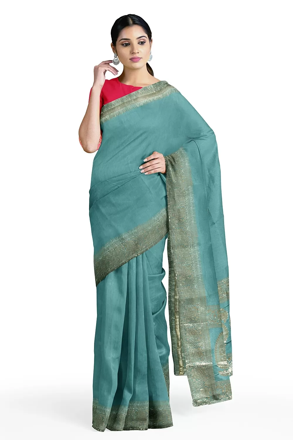 See Green  Colour Soft Silk Sarees