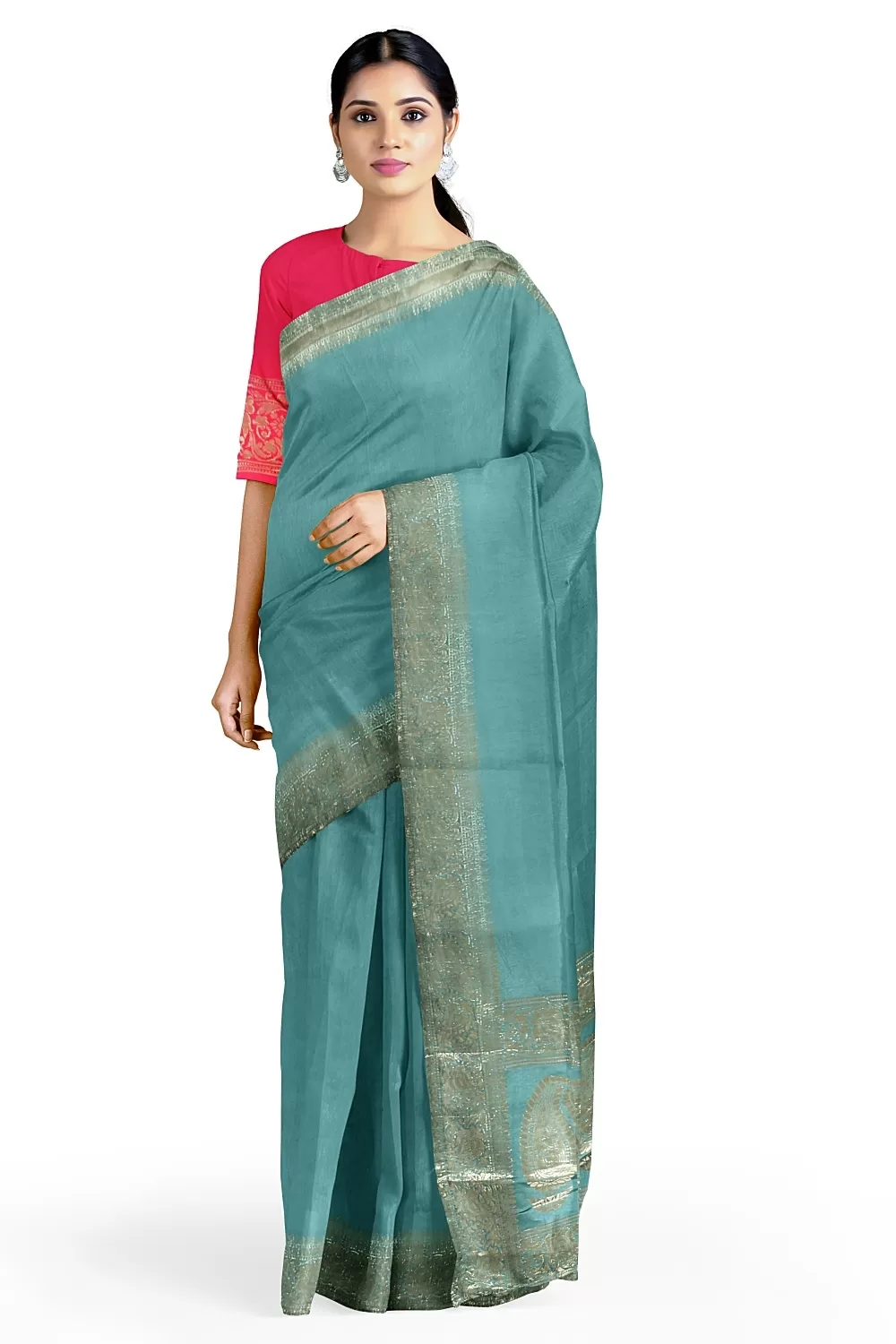 See Green  Colour Soft Silk Sarees