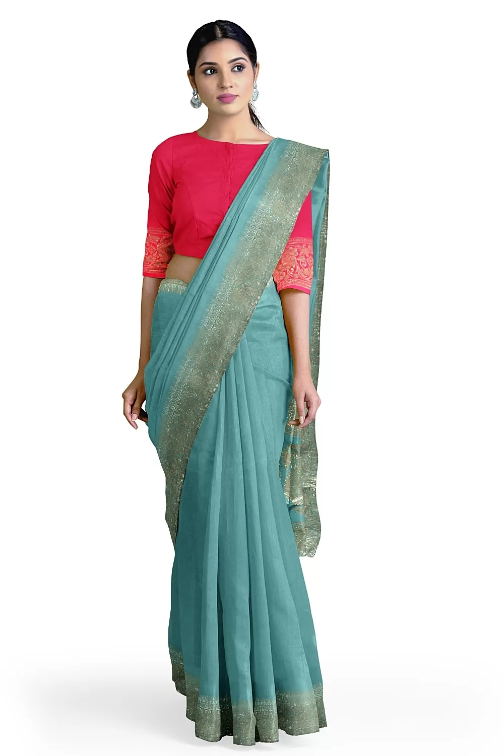 See Green  Colour Soft Silk Sarees