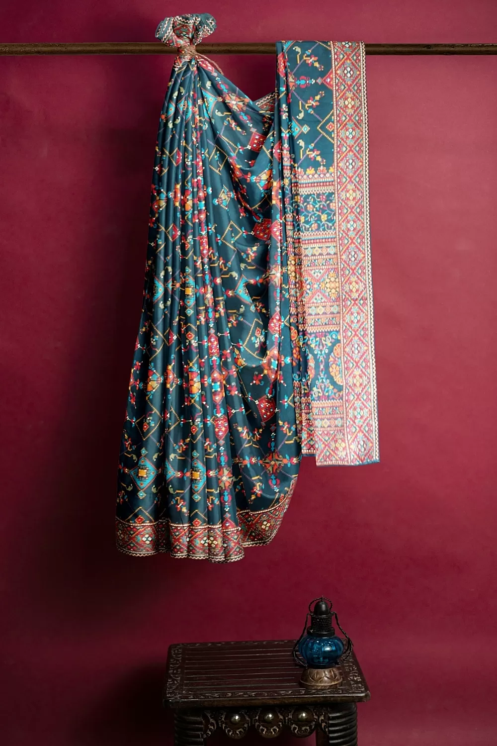 Teal Blue Silk Saree