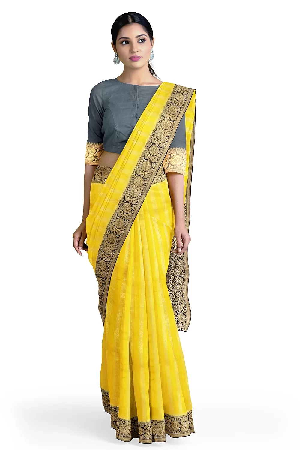 Yellow Colour Soft Silk Saree