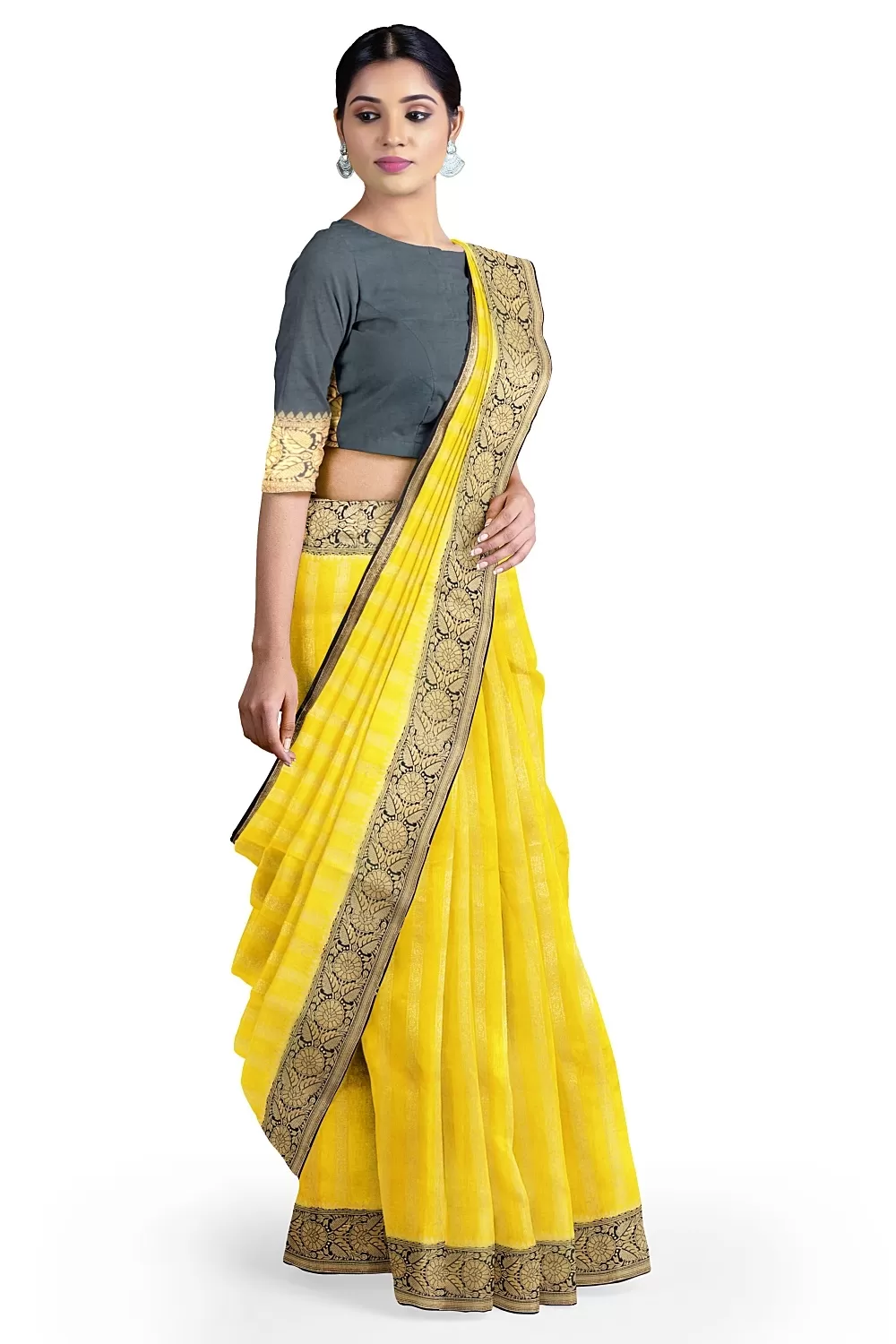 Yellow Colour Soft Silk Saree