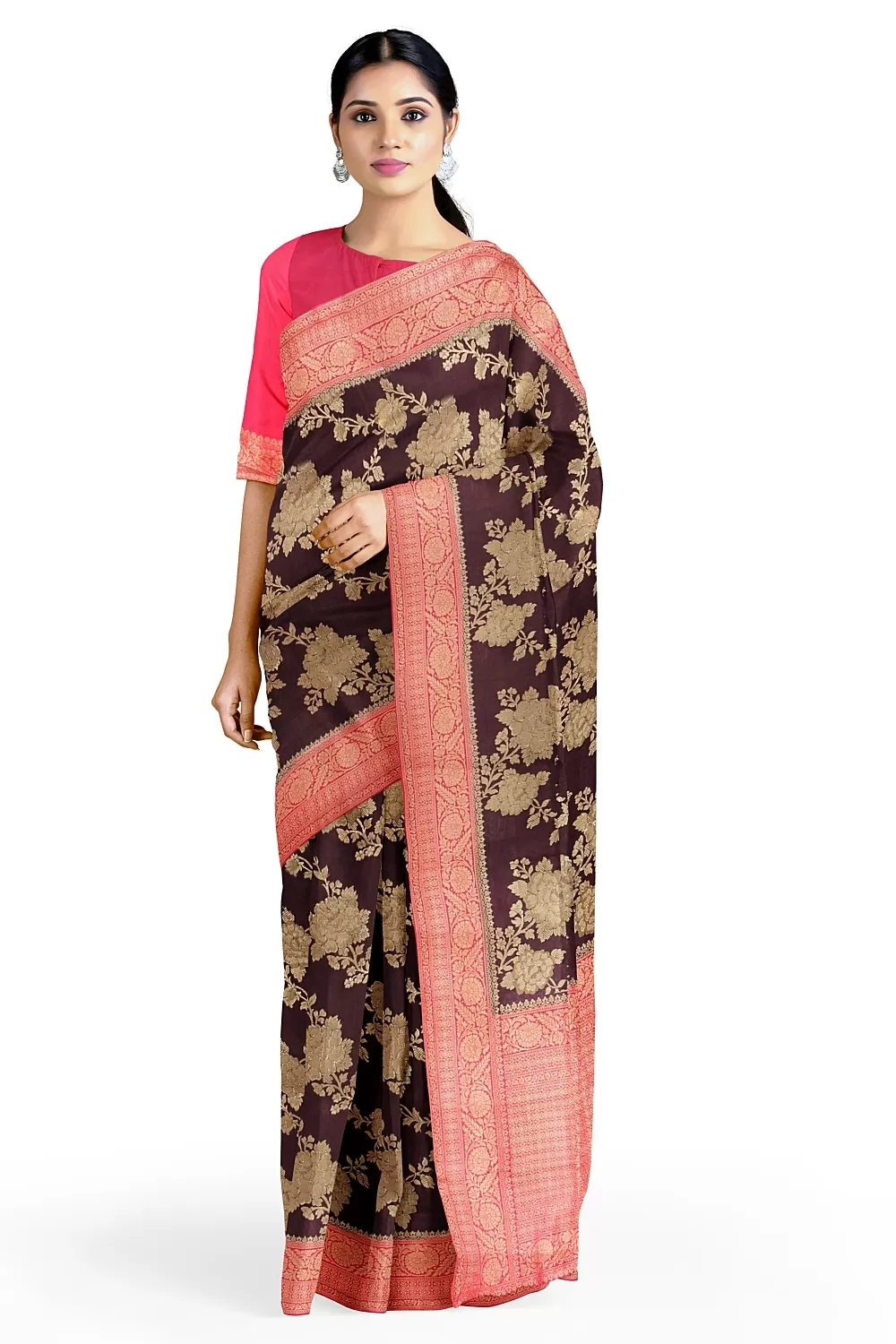 Wine Colour Soft Silk Sarees