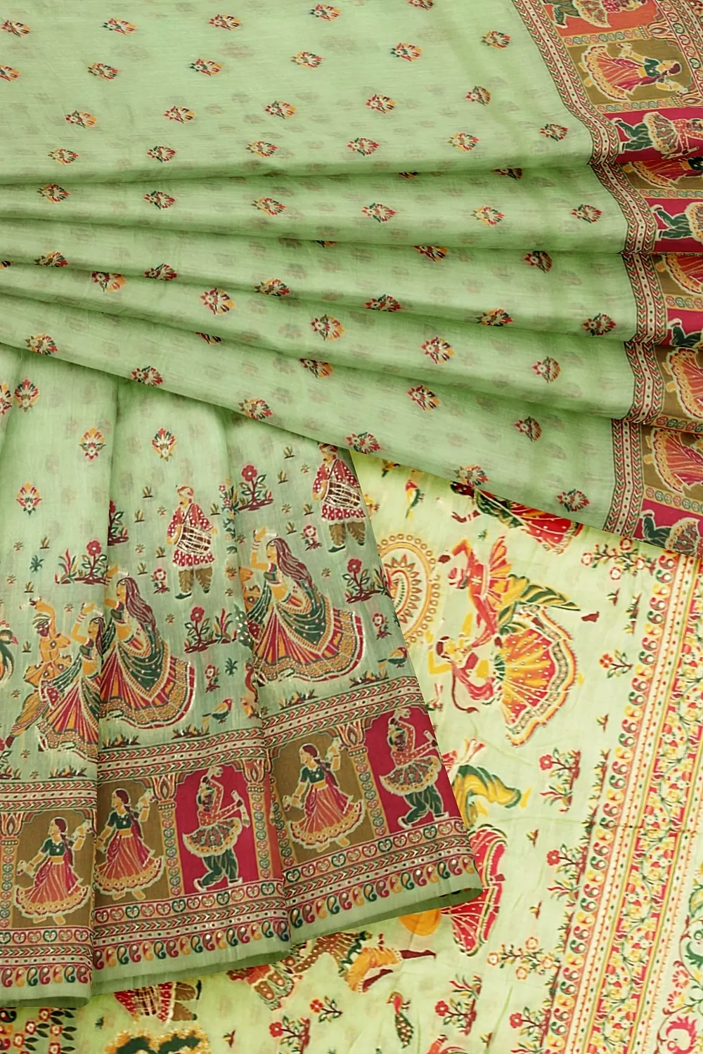 Pista Green Colour Summer Silk Saree