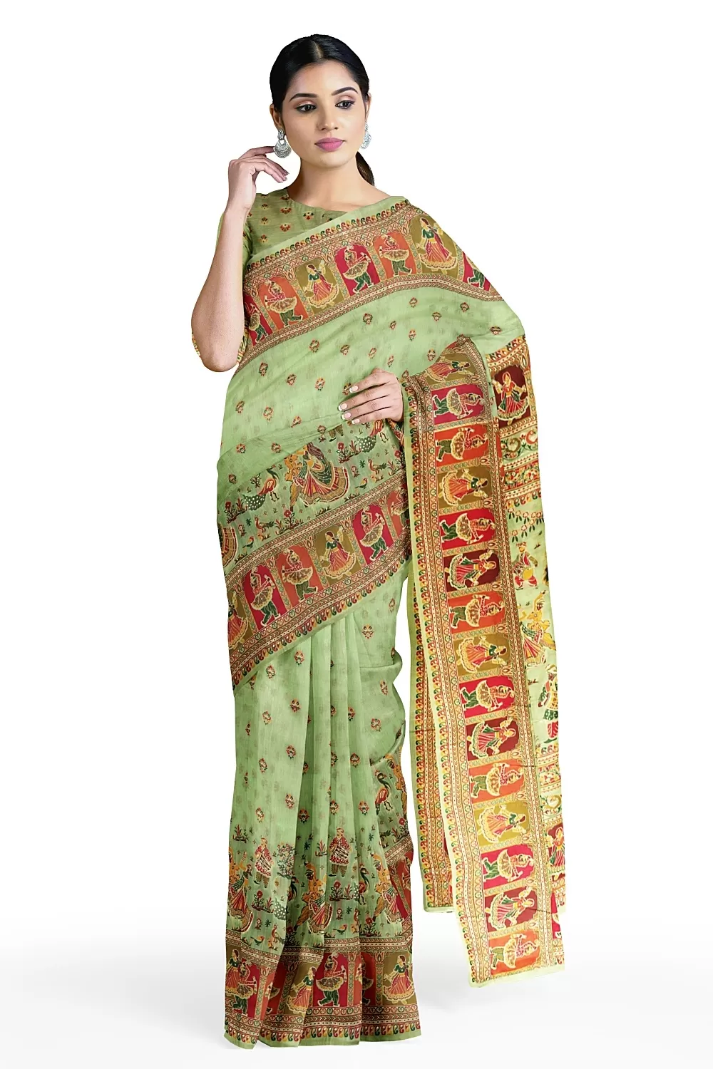 Pista Green Colour Summer Silk Saree