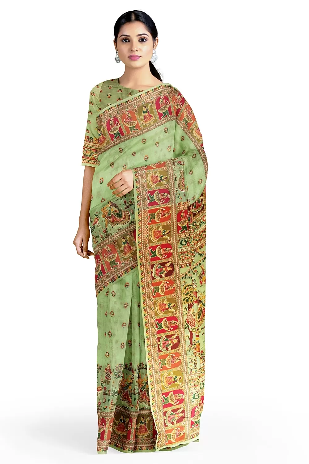 Pista Green Colour Summer Silk Saree