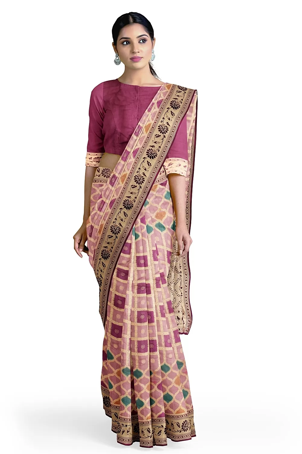 Onion Colour Silk Saree