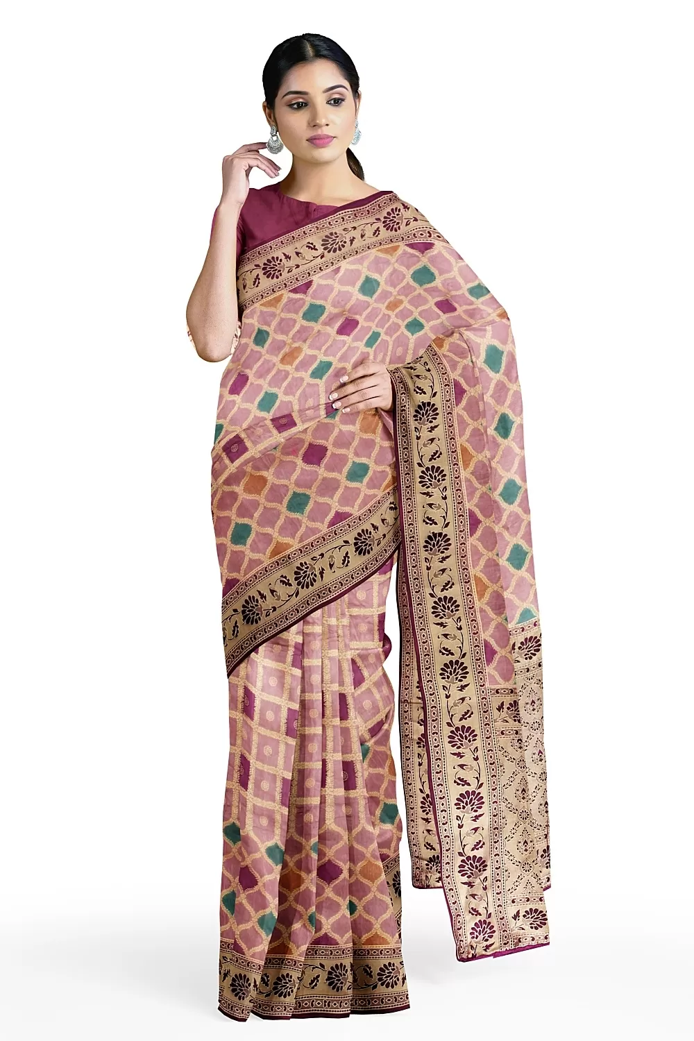 Onion Colour Silk Saree