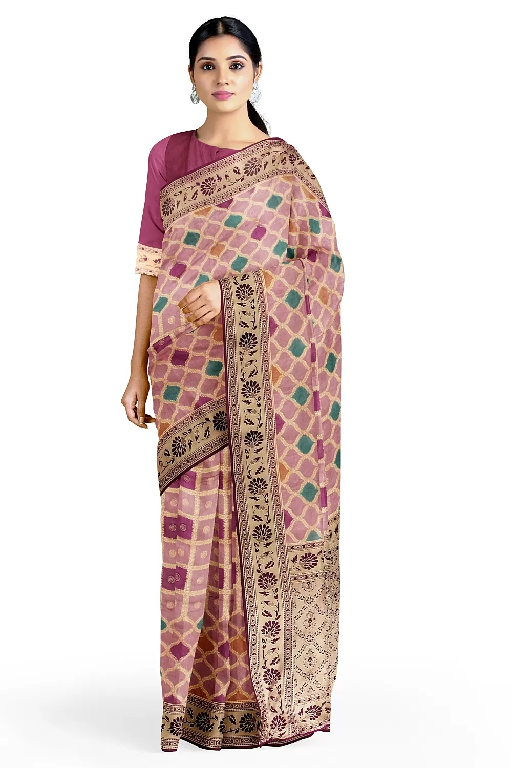 Onion Colour Silk Saree