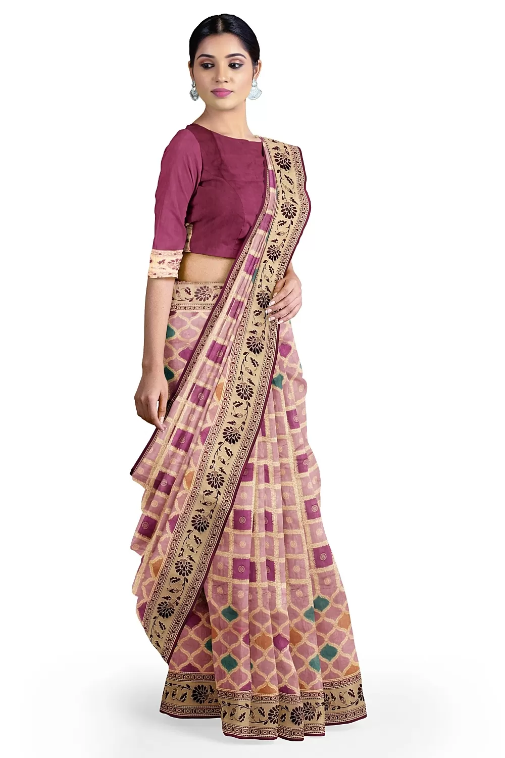 Onion Colour Silk Saree