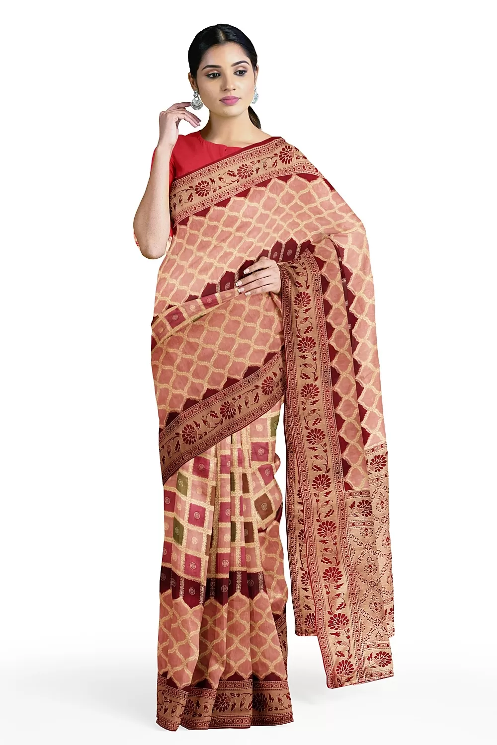 Peach Colour Soft Silk Sarees