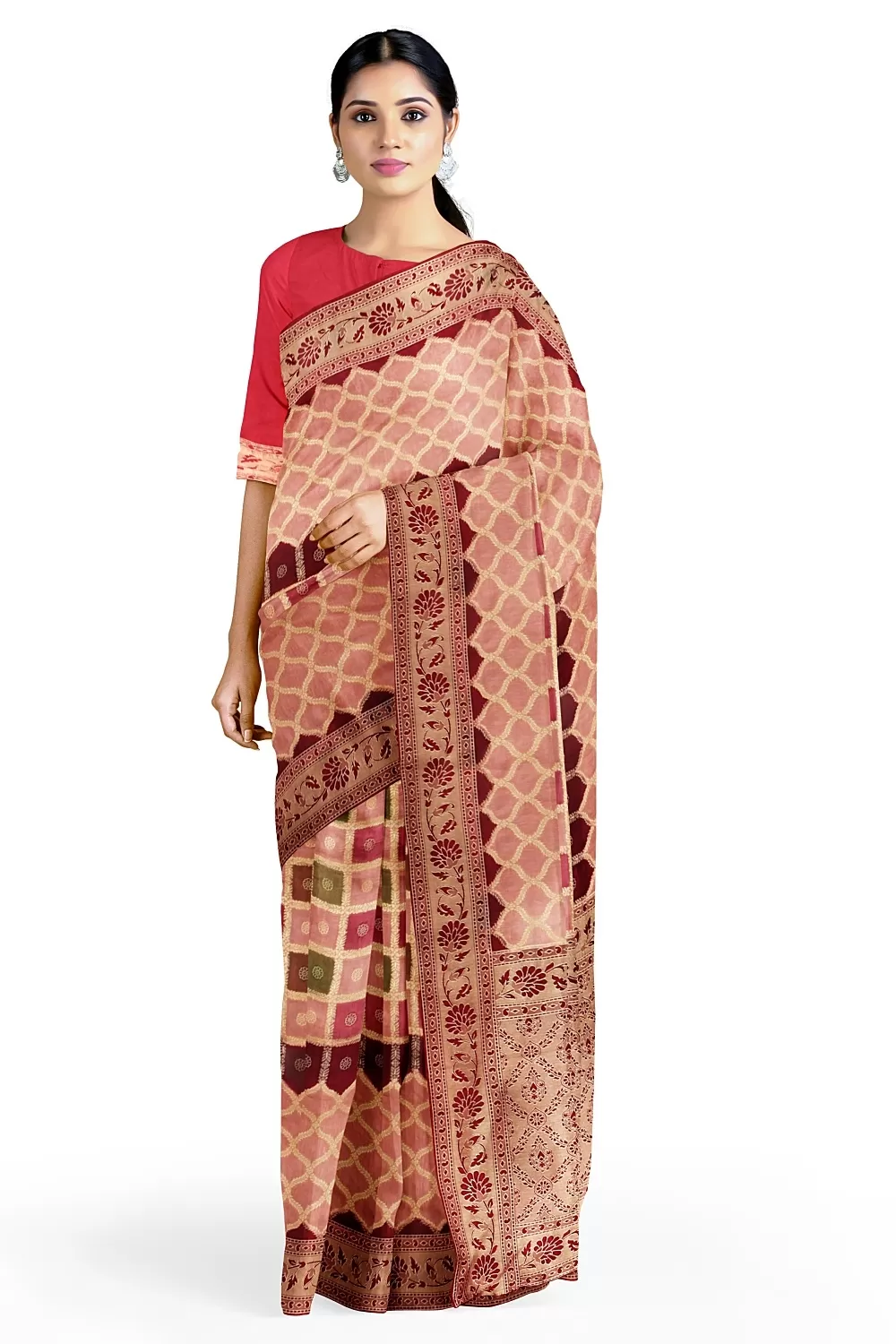 Peach Colour Soft Silk Sarees