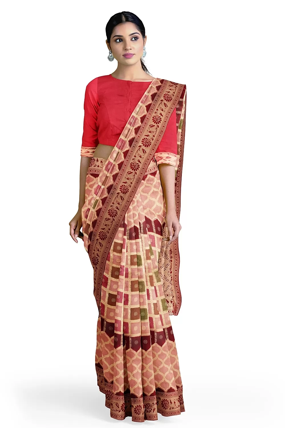 Peach Colour Soft Silk Sarees