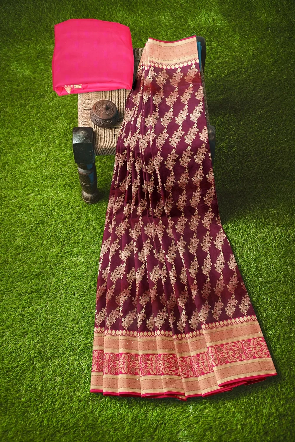 Magenta Colour Silk Saree