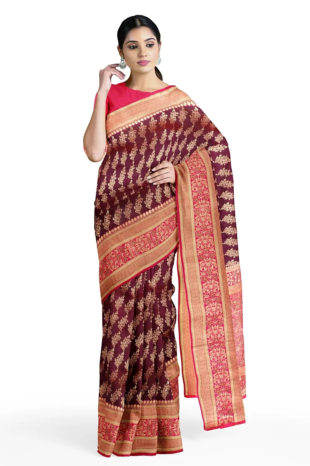 Magenta Colour Silk Saree