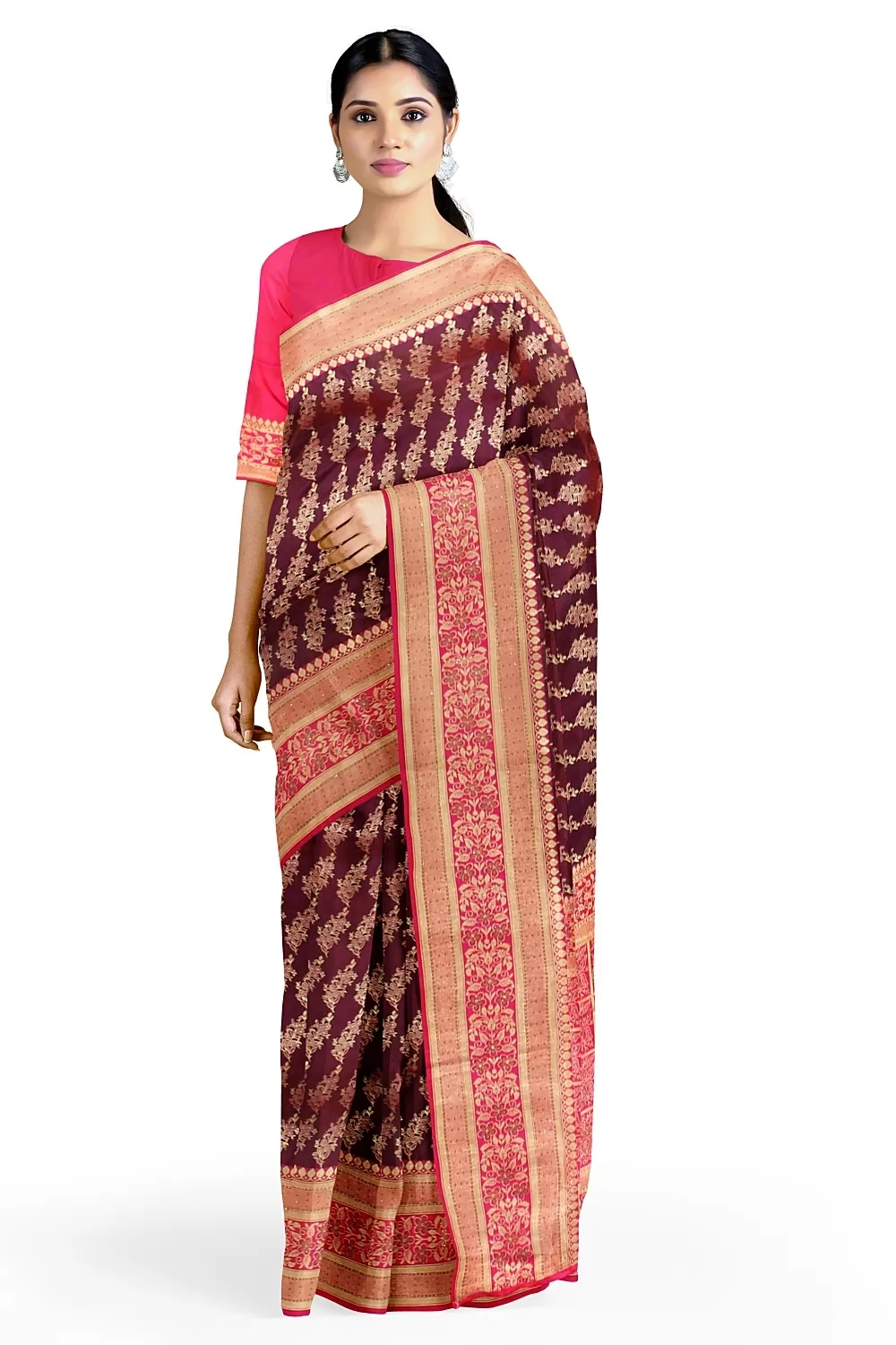 Magenta Colour Silk Saree