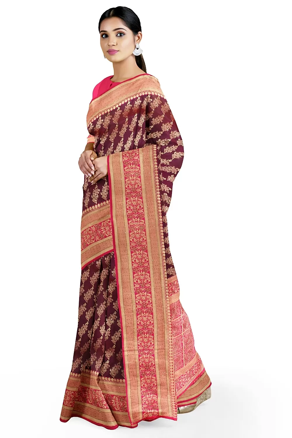 Magenta Colour Silk Saree