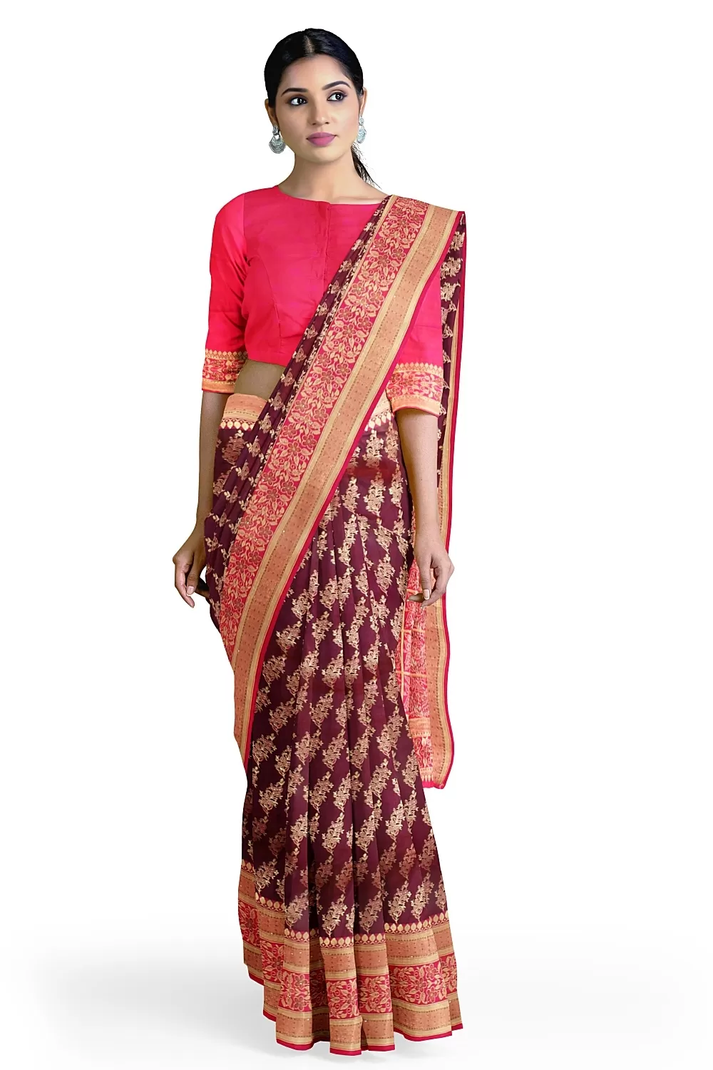 Magenta Colour Silk Saree