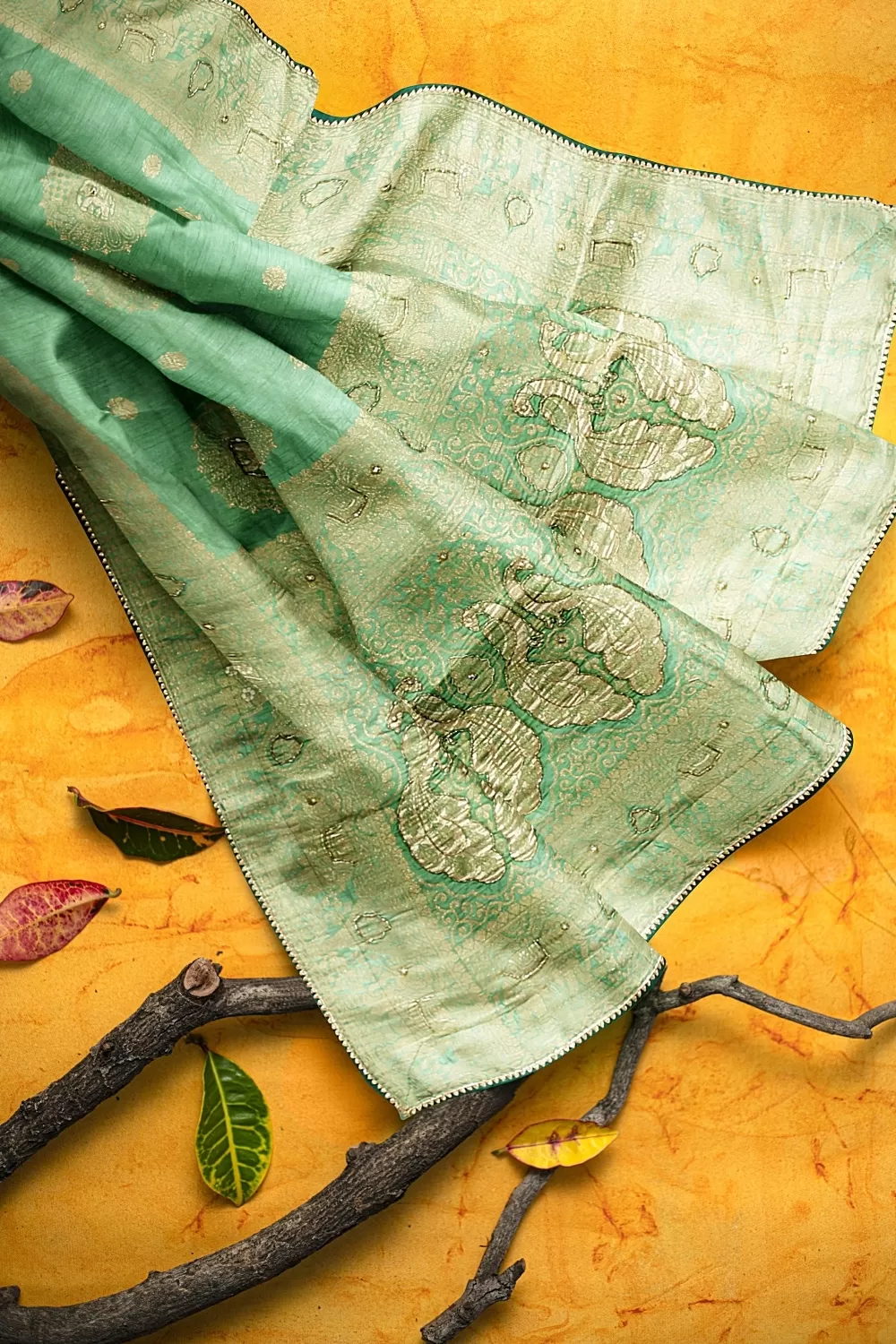 Pista Green Silk Saree