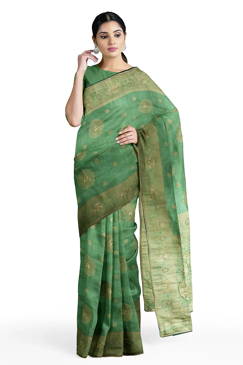 Pista Green Silk Saree