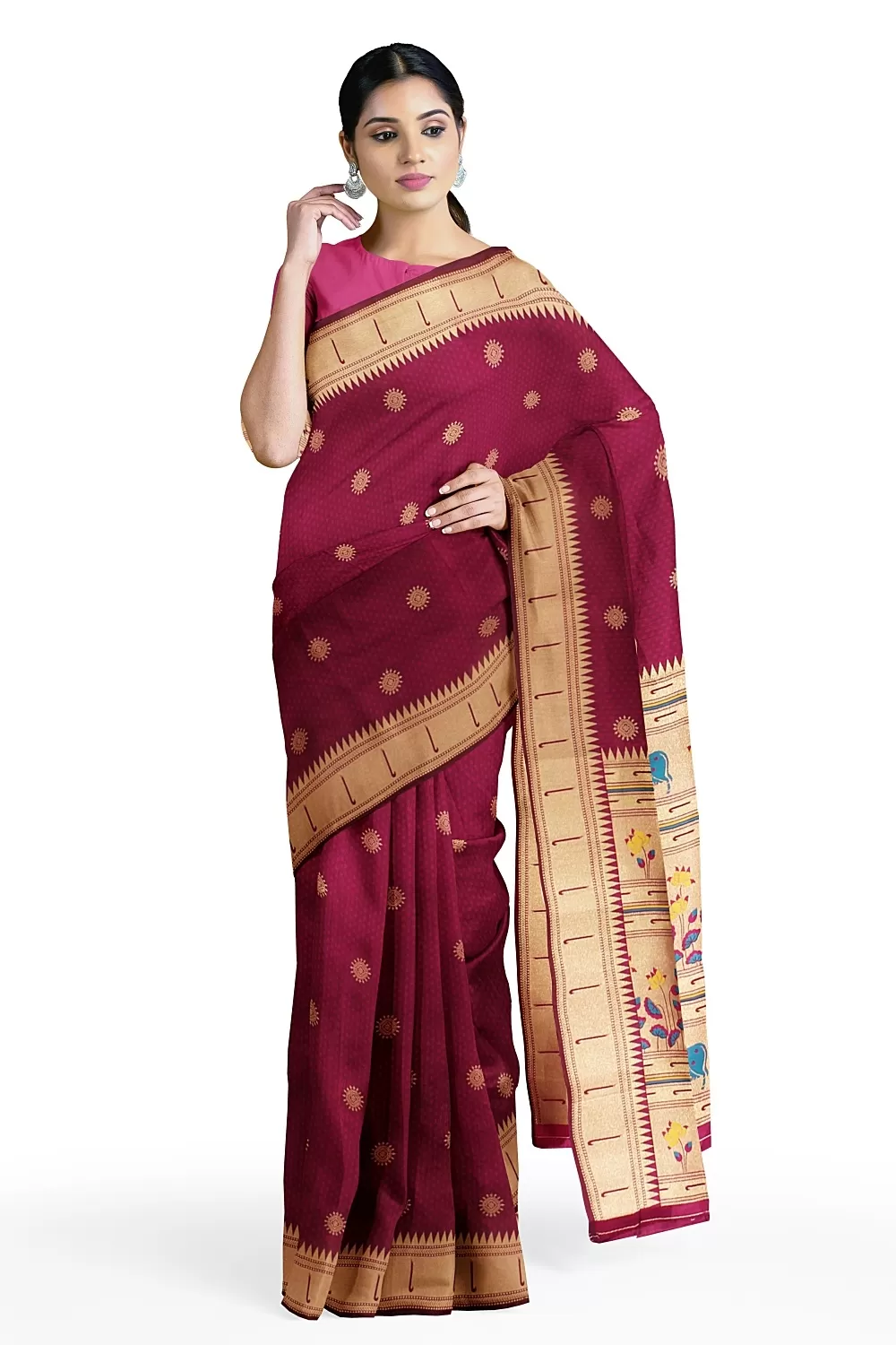 Wine Colour Soft Silk Sarees