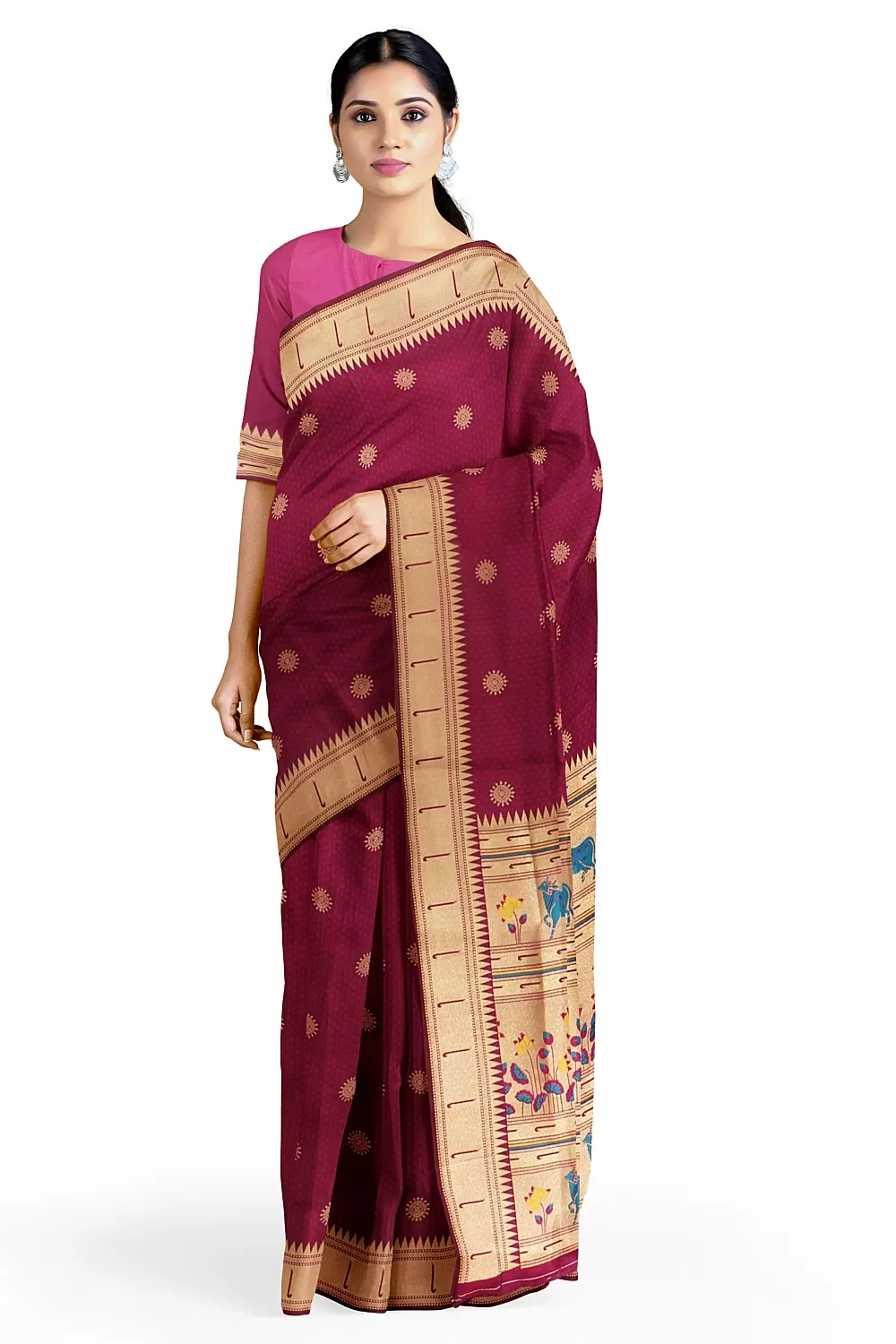 Wine Colour Soft Silk Sarees