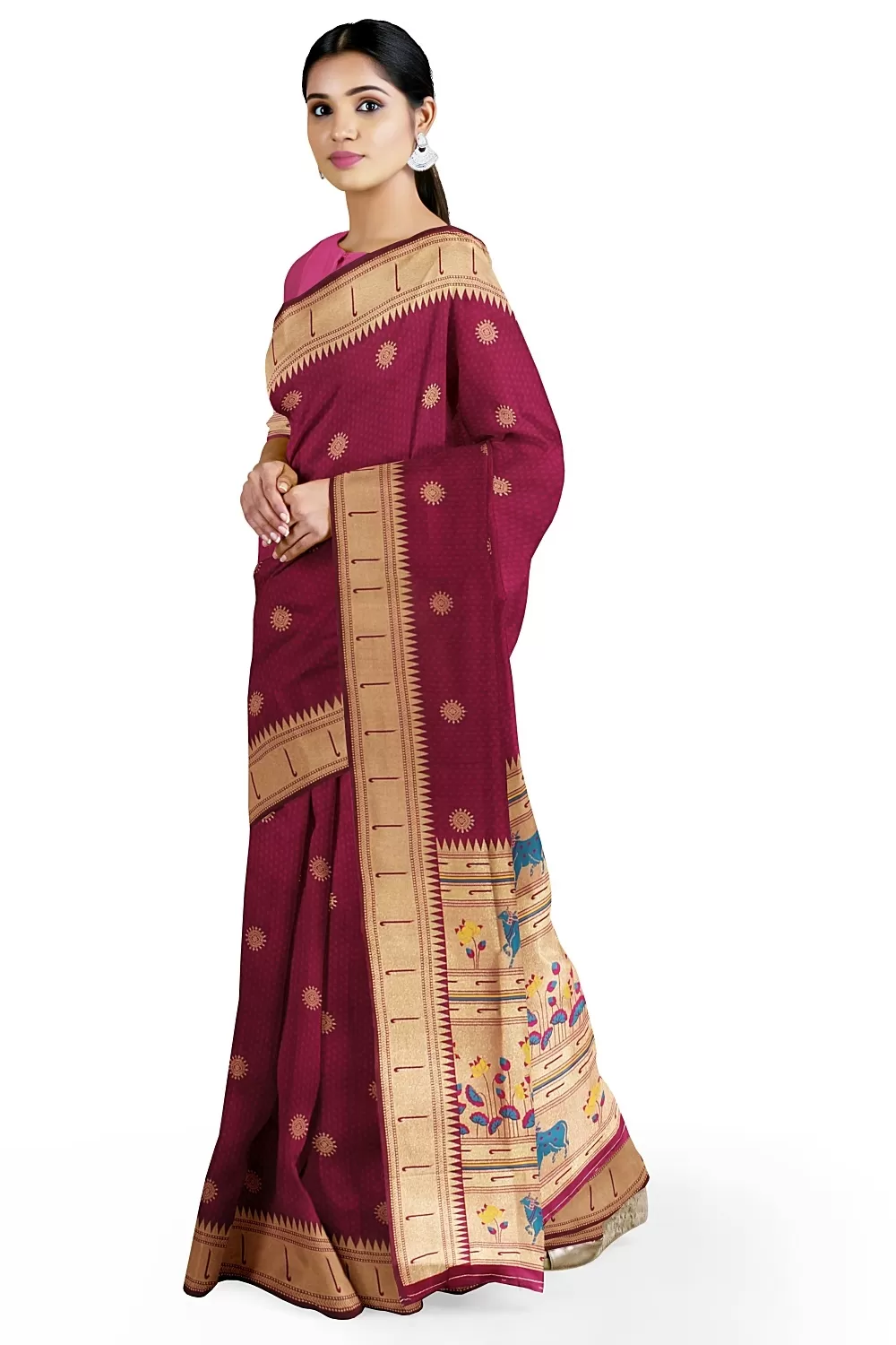 Wine Colour Soft Silk Sarees