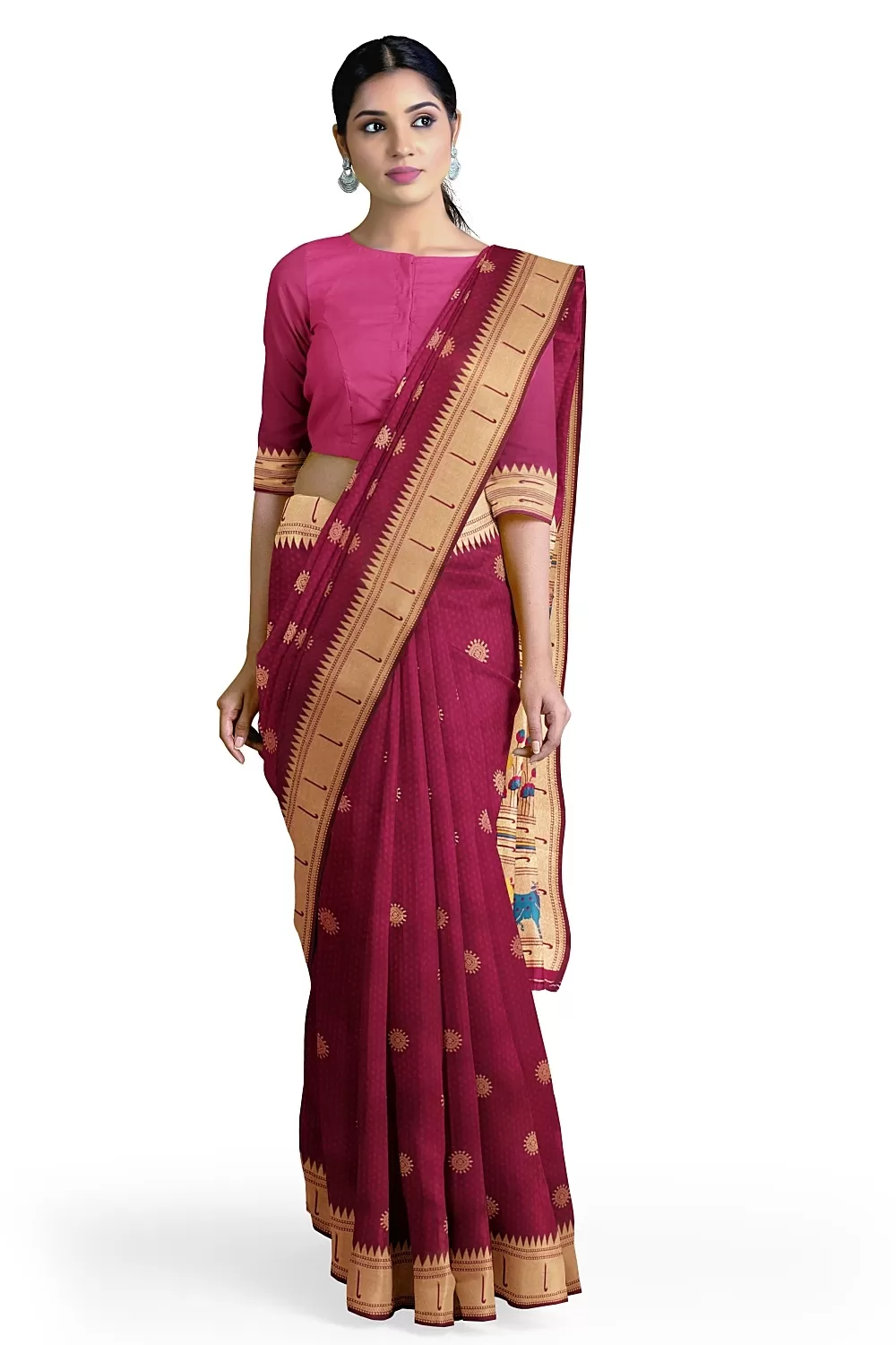 Wine Colour Soft Silk Sarees