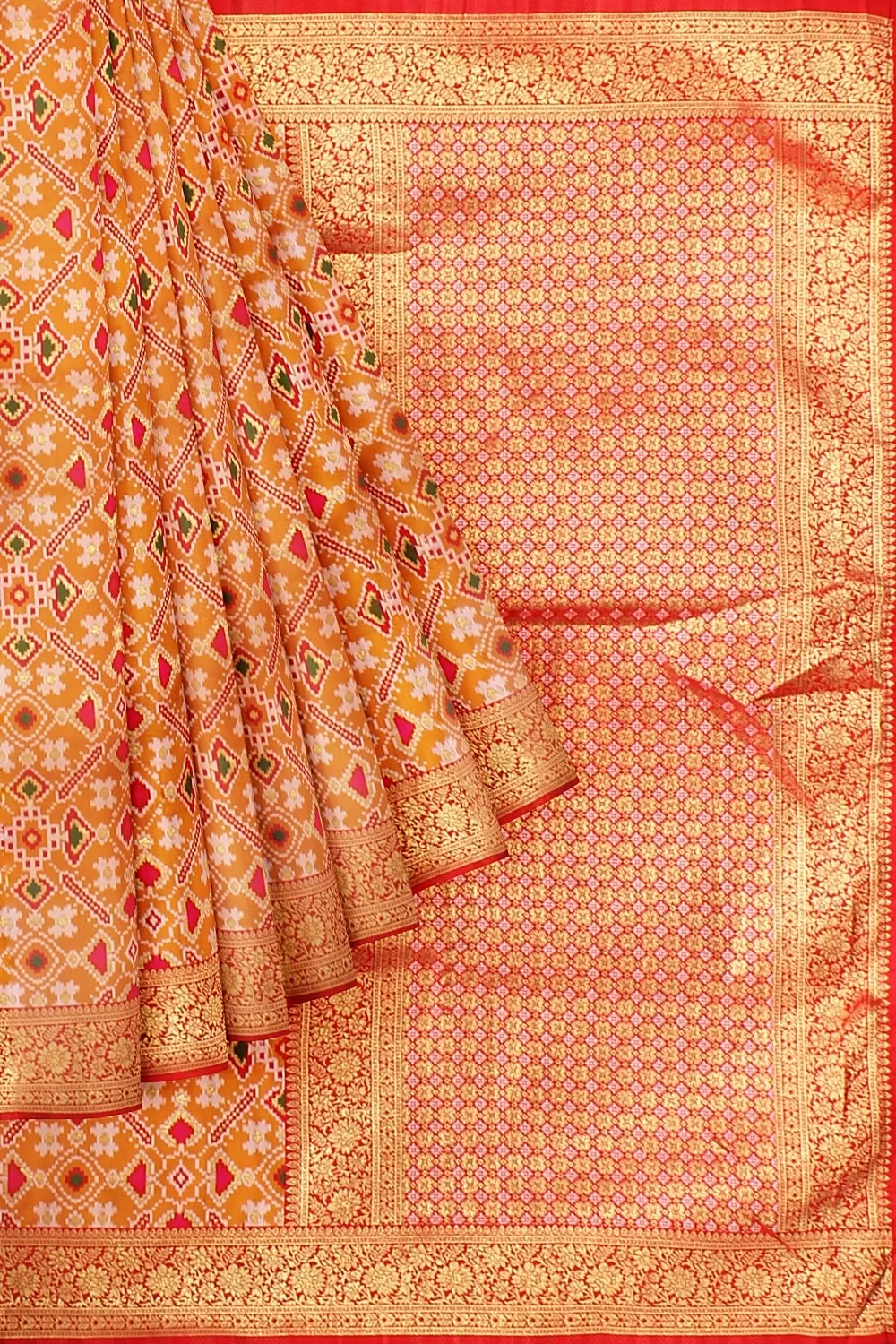 Carrot Colour Silk Saree