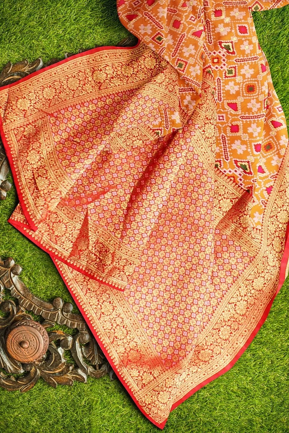 Carrot Colour Silk Saree