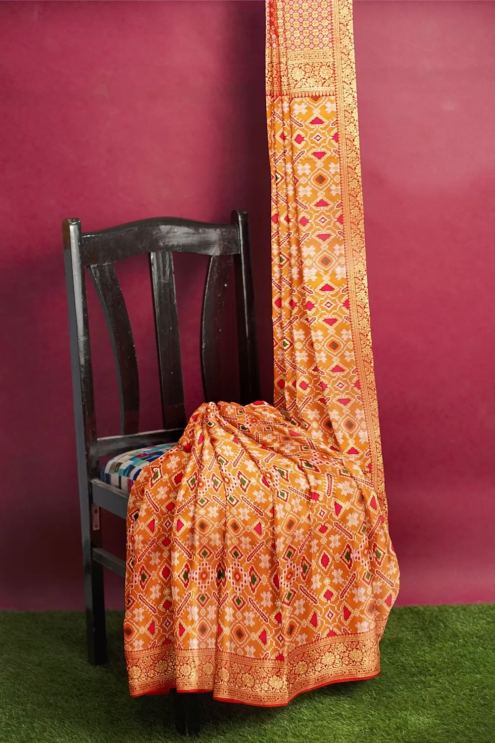 Carrot Colour Silk Saree